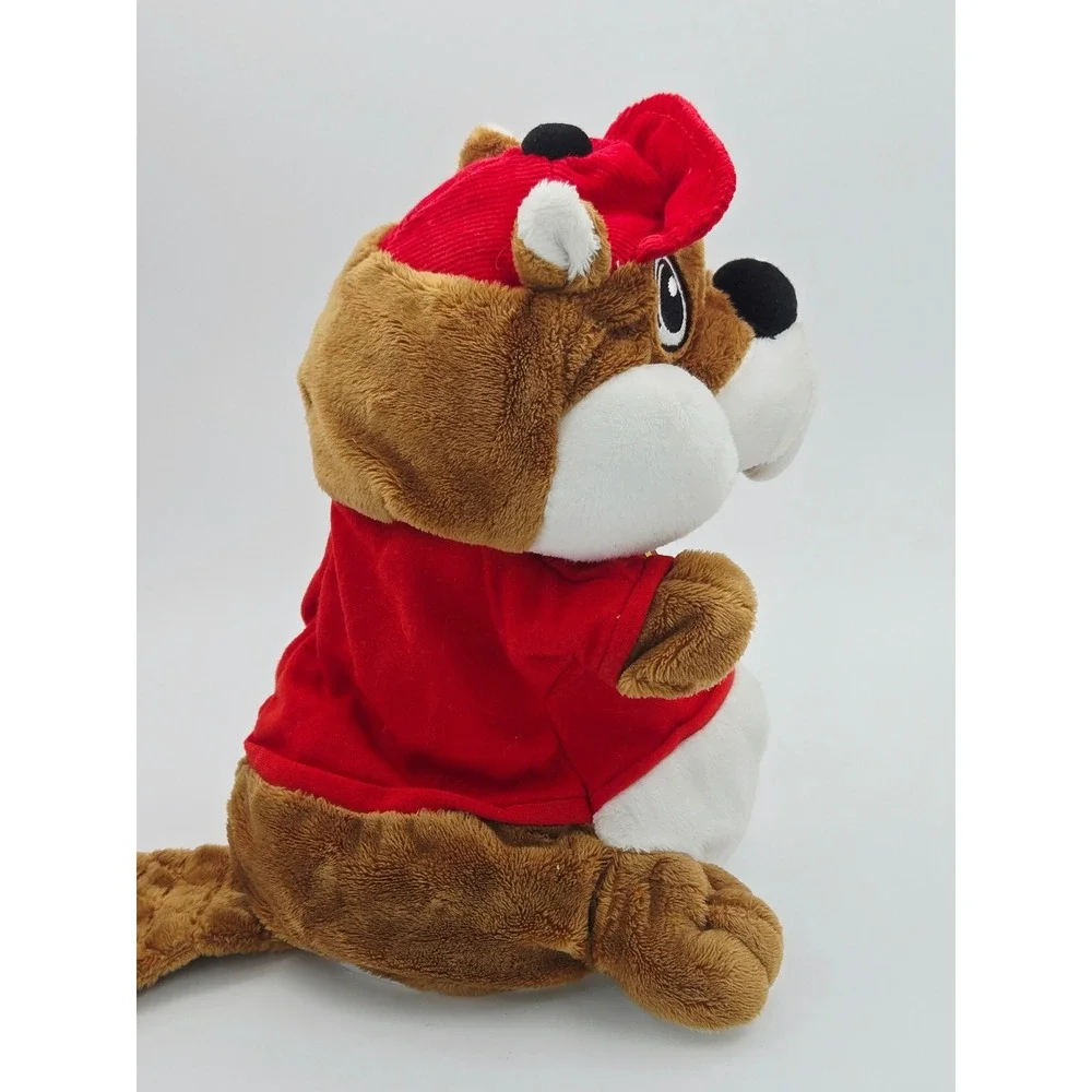 Buc-ee's Beaver Plush Hand Puppet Jaag Red Hat T-Shirt Texas Mascot Souvenir 10